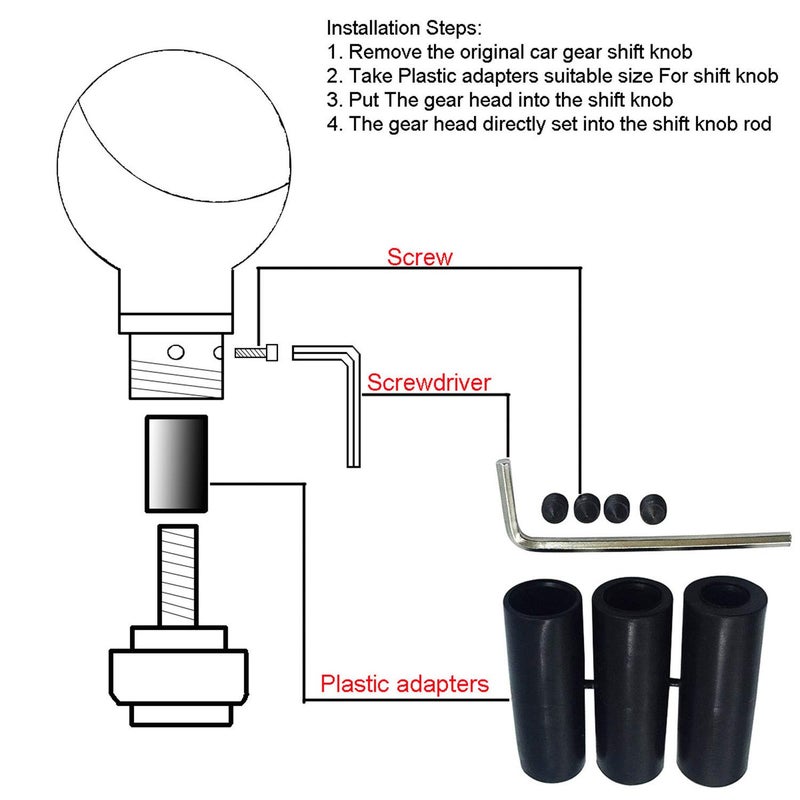 Abfer Shifter Knobs 5 Speed Manual Stick Shifting Handle Leather Gear Shift Knob for Car Motor Vehicles, Black - Image 5